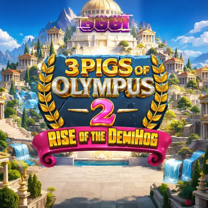 Tampilan visual epik dari slot 3 Pigs of Olympus 2 Rise of the DemiHog dengan elemen mitologi.
